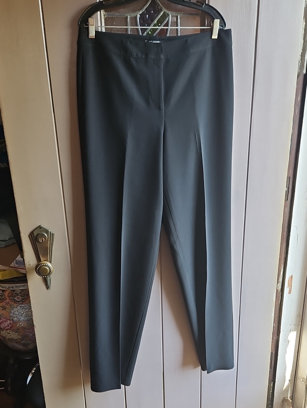 St. John Caviar Diana Black Tailored Crepe Dress Trousers Size 12